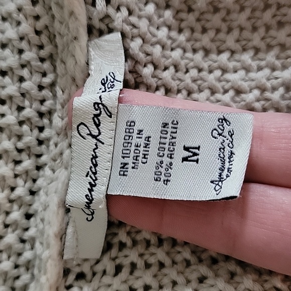 American Rag Sweater Vest M Neutral Textured Knit Sleeveless Boho Cardigan - Picture 11 of 13